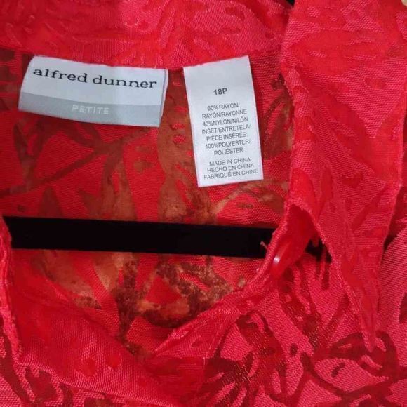 Alfred Dunner Petites Sheer Persimmon Lace Button Up Sz 18P - Picture 4 of 14